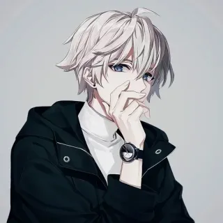 😒 46972e0d Anime, Manga, Anak laki-laki, Rambut Putih, Mata Biru, Potret telegram sticker