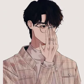 😒 64e9d213 Anime, Ilustrasi, Orang, Pria, Kacamata, Seni, Potret telegram sticker