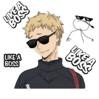 😎 3966a149 LIKE A BOSS Anime, Kacamata hitam, Keren, Bos telegram sticker