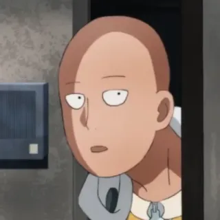 😀 77e2127a Saitama One-Punch Man Saitama, One-Punch Man, Anime, Pahlawan, Botak, Wajah Serius telegram sticker