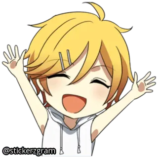 🙌 01aa12c0 @stickerzgram Anime, Chibi, Senang, Pirang, Stiker, Kartun, Lucu whatsapp sticker