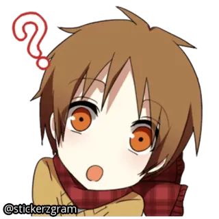 ❓ 82eb555d @stickerzgram anime, anak laki-laki, pertanyaan, kartun, stiker, tanda tanya, bingung whatsapp sticker