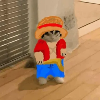 🐈 3b202ee6 Monkey D. Luffy One Piece аниме, Ван Пис, Луффи, мультфильм, кот, фанарт, манга telegram sticker