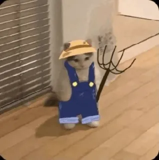 🐈 f33fd83d кот, фермер, животное, милый, смешной, питомец, шляпа, вилы, рисунок telegram sticker
