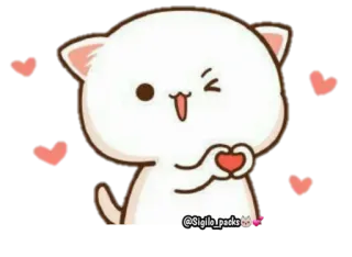 ❤️ 0777b5cc 고양이, 귀여운, 사랑, 하트, 카와이 telegram sticker