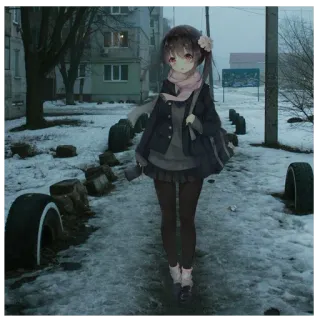 ⛄️ 48f33ab7 Anime, Mädchen, Winter, Schnee, Süß, Schal telegram sticker