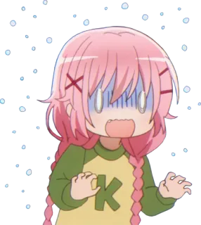 😨 0f4985ca Anime, Cartoon, geschockt, verängstigt, pinke Haare, besorgt, k telegram sticker