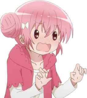 🤩 15216982 Anime, Charakter, Cartoon, pinke Haare, geschockt, besorgt telegram sticker