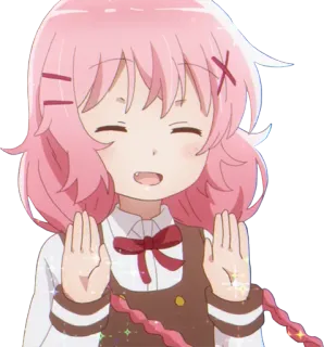 🤚 92a7d0da Anime, pinke Haare, süß, Cartoon, kawaii, Mädchen telegram sticker