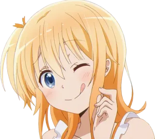 😉 aee7d5a7 Anime Mädchen, blonde Haare, zwinkern, süß, Anime, Cartoon telegram sticker