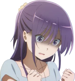 😰 b71df3ec Anime, Mädchen, lila Haare, verängstigt, Ausdruck, besorgt telegram sticker