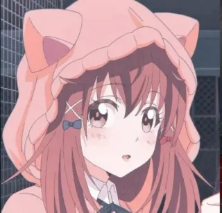 ❤️ 64b0f7d7 Anime, Gadis, Lucu, Merah muda, Hoodie, Kawaii telegram sticker