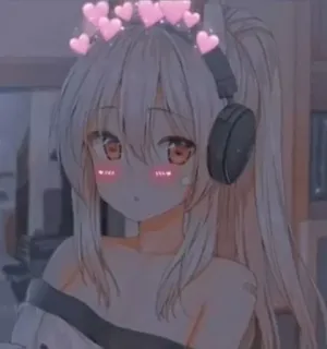 ❤️ b7bc6e91 Anime, Gadis, Hati, Imut, Kawaii, Headphone, Stiker telegram sticker