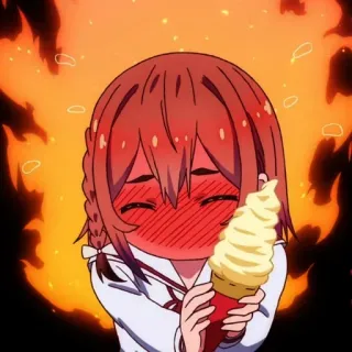 ✨ 6487fc7c Sumi Sakurasawa Rent-A-Girlfriend anime, hoạt hình, đỏ mặt, vui vẻ, dễ thương, Sarashina Ruka, kem, Rent-A-Girlfriend telegram sticker