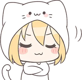 ☺️ 1c027daf 애니메이션 여자, 고양이 후드티, 귀여운, 카와이, 만화, 치비 telegram sticker