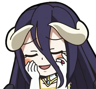 ☺️ b8ddd04a Albedo Overlord 애니메이션, 오버로드, 알베도, 캐릭터, 와이푸, 웃는, 귀여운 telegram sticker