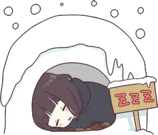 😴 cc4a7c53 ZZZ 수면, 잠, zzz, 겨울, 눈, 이글루, 만화 telegram sticker
