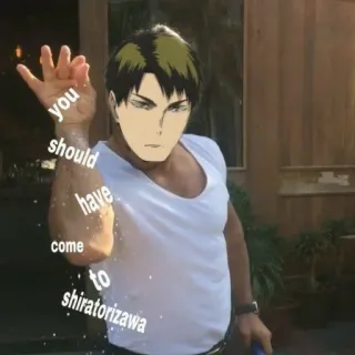 🐾 b2e28cc7 you should have come to shiratorizawa Anime, Manga, Meme, Shiratorizawa, Salt Bae telegram sticker