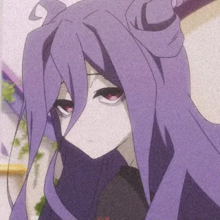 💌 f274354f Anime, Mädchen, lila Haare, traurig, Porträt telegram sticker