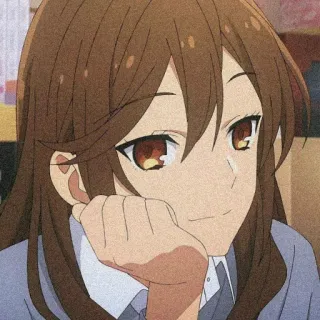 💌 fc26b5e3 Anime, Mädchen, braune Haare, lächelnd telegram sticker