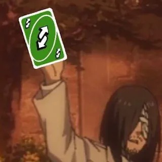 🔃 596fcf1b Eren Yeager Attack on Titan anime, attack on titan, eren yeager, uno card, reverse card, meme telegram sticker