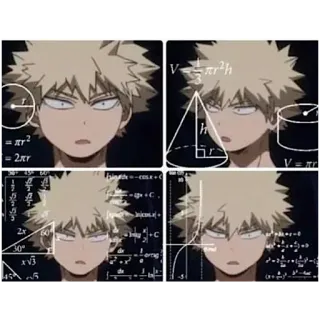 😨 89f9b39f Bakugo My Hero Academia Bakugo, My Hero Academia, anime, confused, math, calculations, meme telegram sticker