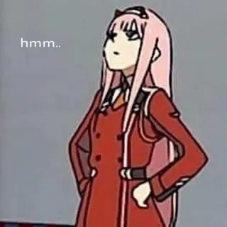 🧐 a4472af8 Zero Two Darling in the Franxx hmm.. anime, zero two, darling in the franxx, hmm, thinking telegram sticker