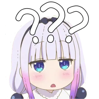 ❓ 8e5b0bde Kanna Kamui Miss Kobayashi's Dragon Maid anime, kanna, question mark, confused, kawaii telegram sticker