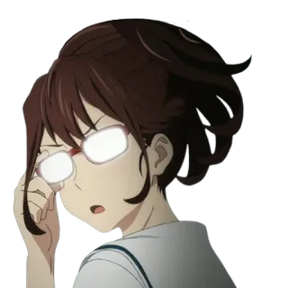 🧐 c677321a anime girl, glasses, brunette, cute, expression, cartoon, animated telegram sticker