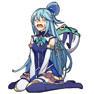 😭 d48aba4c Aqua Konosuba がさがさありがとう anime, manga, konosuba, aqua, crying, character, female telegram sticker