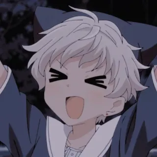 😆 192a9db3 Аниме, Мультфильм, Милый, Счастливый, Персонаж, Кошачьи ушки whatsapp sticker