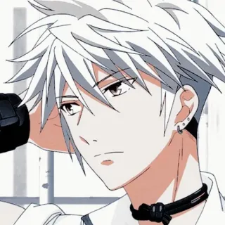 😒 bd62704b Аниме, Манга, Белые волосы, Персонаж, Мужчина, Серьга whatsapp sticker