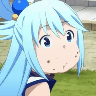 🖤 78ff0ba0 Aqua Konosuba animé, fille, cheveux bleus, chibi, aqua, konosuba whatsapp sticker