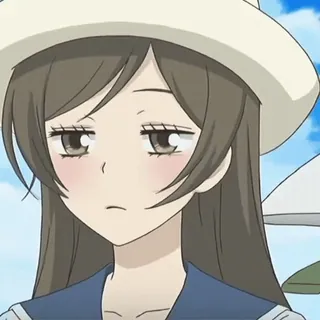 😣 880fc2b5 animé, fille, chapeau, ennuyé(e), expression, dessin animé, animation, personnage whatsapp sticker