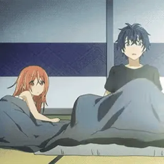 🖤 8cff4495 animé, couple, lit, personnages whatsapp sticker