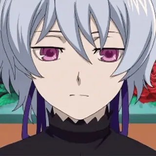 🖤 ae468671 animé, personnage, portrait, manga, cheveux gris, yeux violets whatsapp sticker