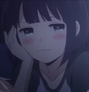 🙃 008c99f8 anime, girl, smug, satisfied, portrait, indoors whatsapp sticker