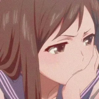 😒 16454862 anime girl, school uniform, sad, anime style, girl, cartoon whatsapp sticker