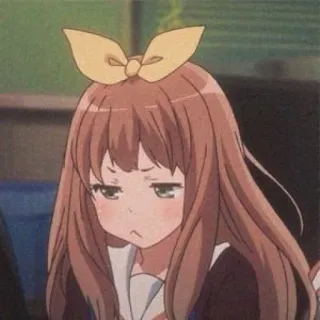 😕 7d9b05b3 anime, girl, bow, cute, pout, cartoon, character whatsapp sticker