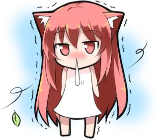 😠 405218a0 애니메이션, 치비, 고양이 귀, 빨간 머리 telegram sticker