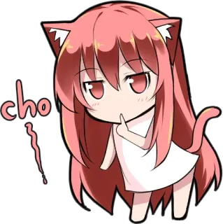 😌 451a6974 cho 애니메이션, 네코미미, 카와이, 치비, 핑크머리 telegram sticker