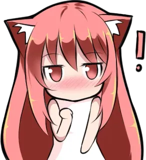 😌 981adaaf 애니메이션, 고양이귀, 볼터치, 귀여운, 귀여운, 분홍머리 telegram sticker