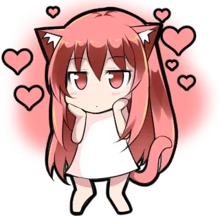 😍 9ce1c295 애니메이션, 고양이귀, 하트, 귀여운 telegram sticker