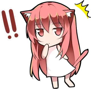 😌 a55b54b5 애니메이션, 카와이, 고양이 소녀, 치비, 핑크 머리, 귀여운, 만화, 소녀 telegram sticker