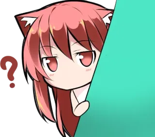 😀 c6febc38 애니메이션, 물음표, 고양이 귀, 만화, 스티커 telegram sticker