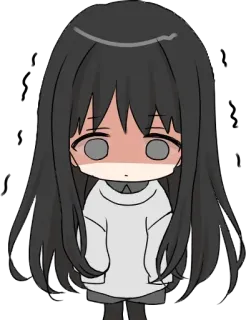 😐 d936e1c1 动漫女孩, Q版, 可爱, 悲伤, 灰色, 脸红, 卡通 telegram sticker