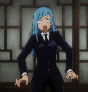 💝 d76d6822 อนิเมะ, ตัวละคร, ผมสีฟ้า, ชุดสูท telegram sticker