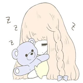 😴 6ed7ec61 tidur, boneka beruang, gadis, lucu, kawaii, mengantuk telegram sticker