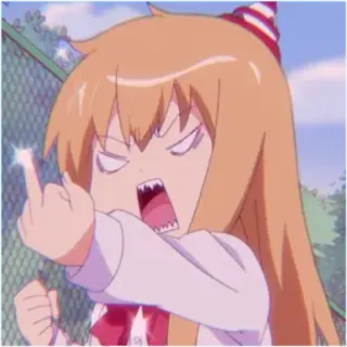 🖕 71480987 Anime, cewek, jari tengah, kasar, menyinggung, kartun telegram sticker