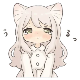 😢 962866d2 うるうる Anime, Kawaii, Catgirl, Menangis, Sedih, Lucu telegram sticker